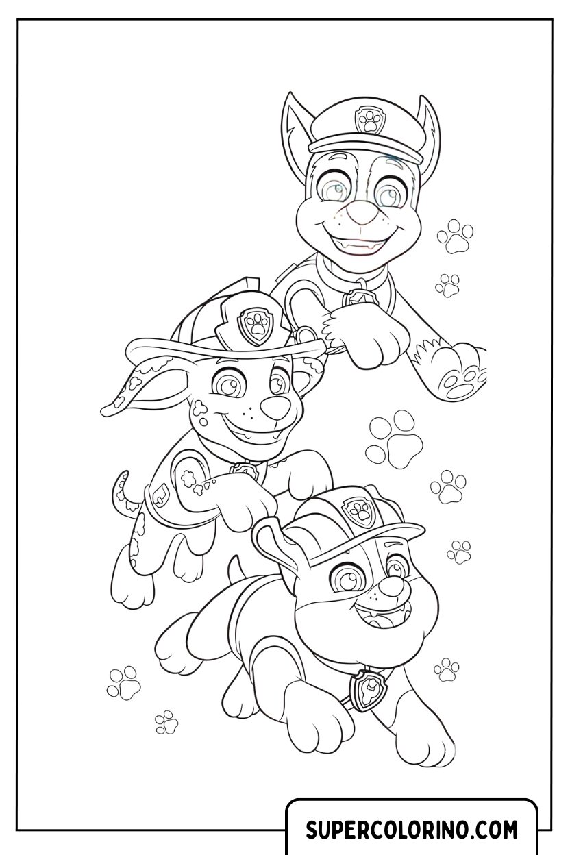 Coloriage - Chase, Marshall et Rubble