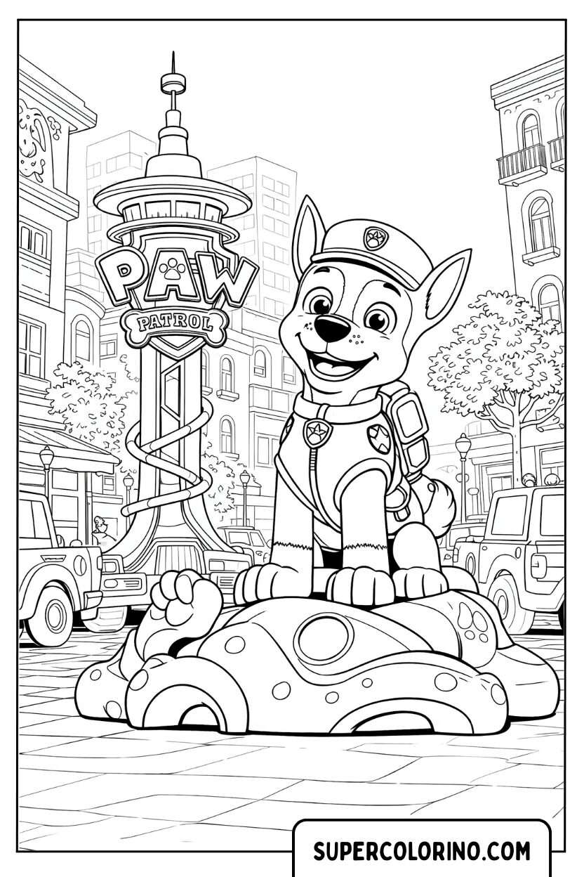 Coloriage Poursuite dans le centre-ville pour Colorier