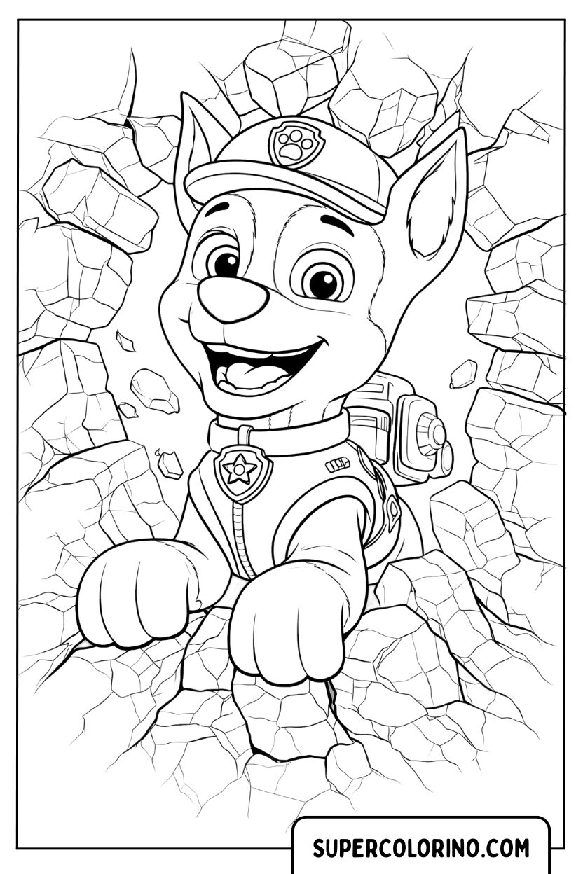 Coloriage - Chase qui brise le mur pour Colorier