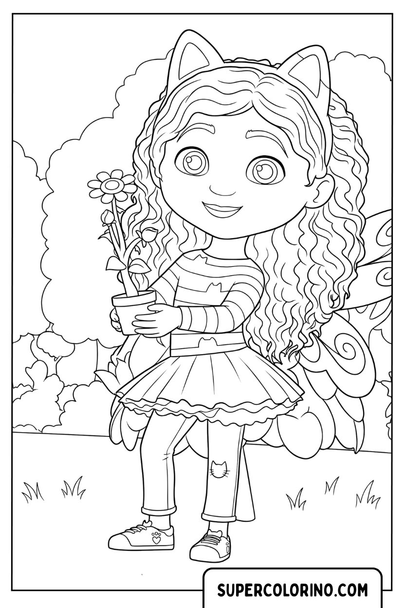 Disegno di Gabby con un fiore magico da colorare
