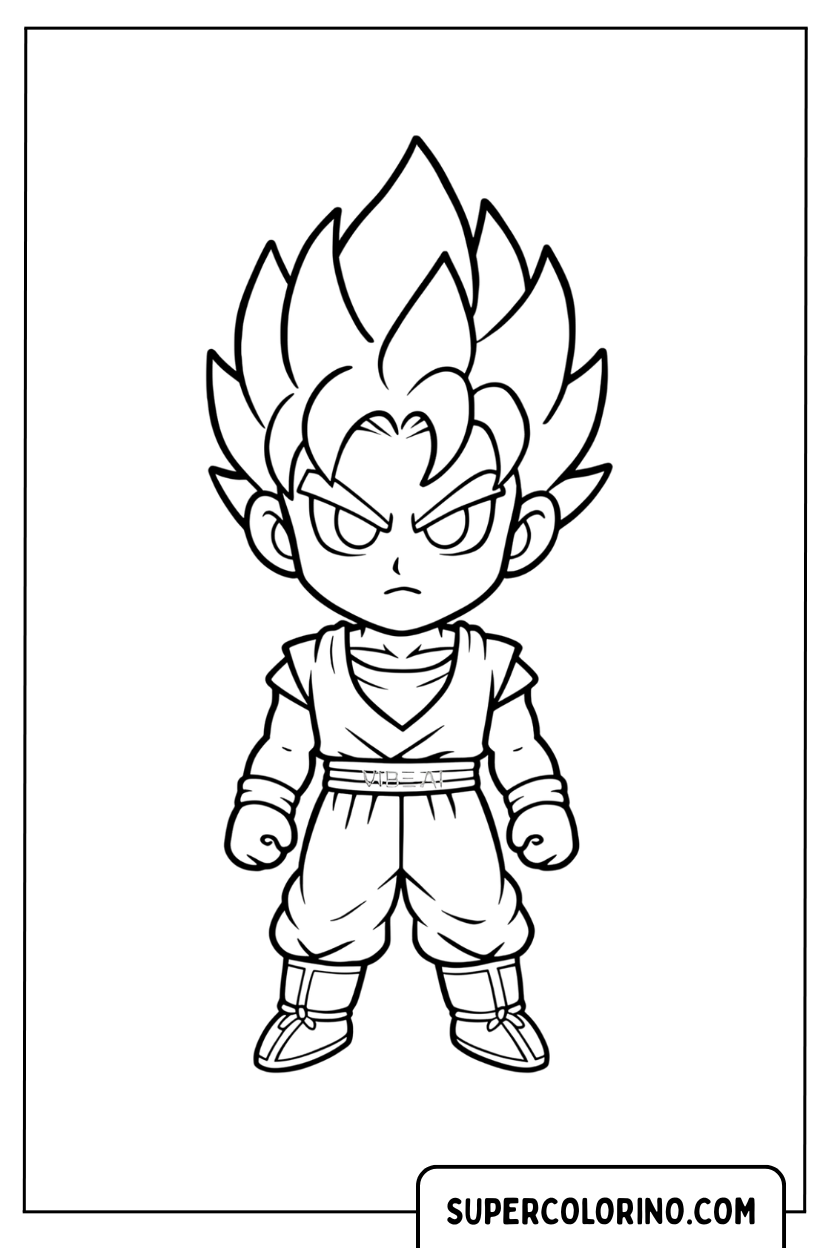 Malvorlage im Chibi-Stil von Super Saiyajin Goku