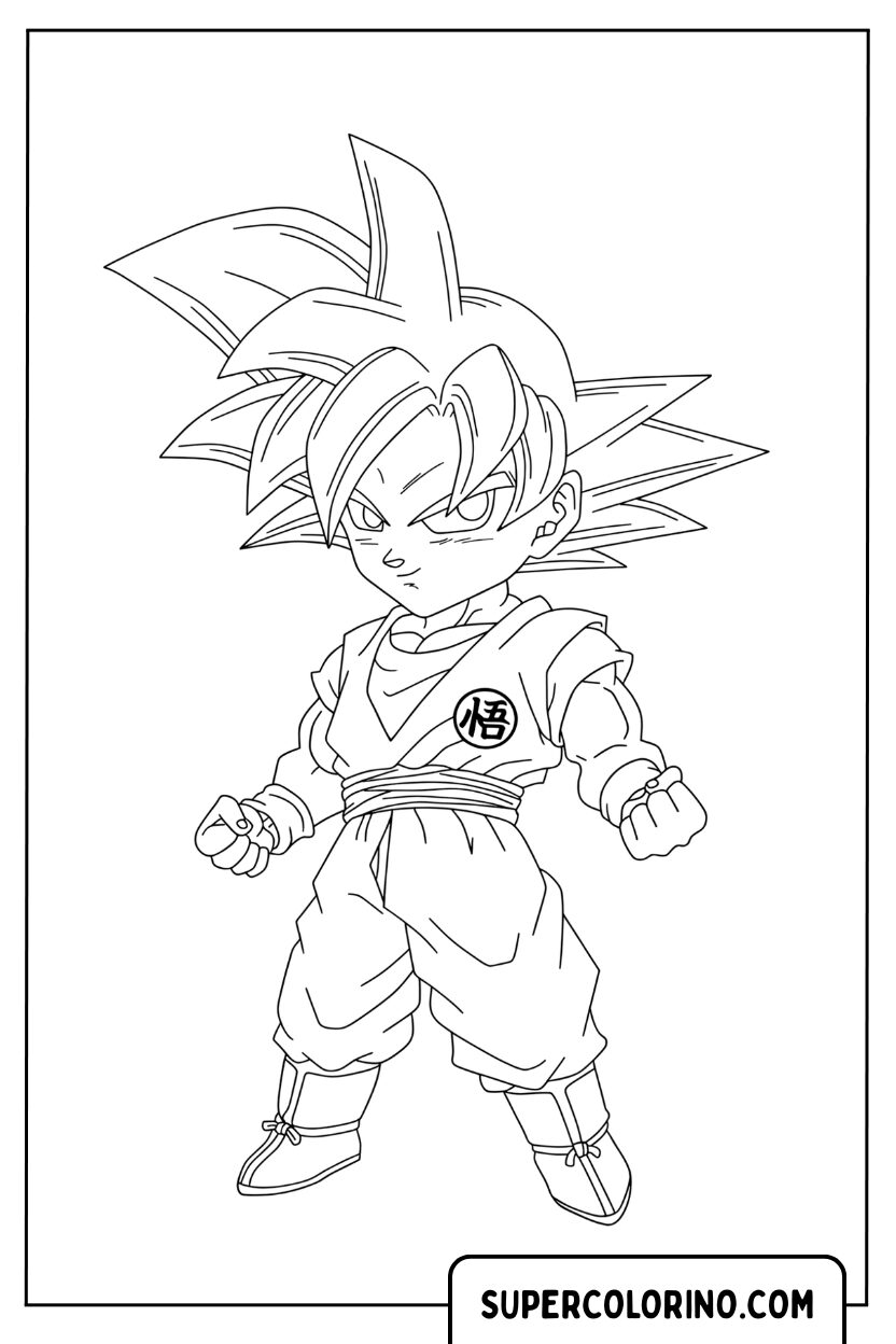 Malvorlage des jugendlichen Goku in stolzer Pose