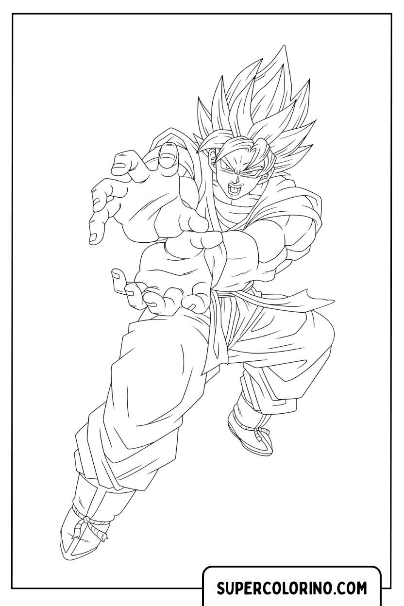 Malvorlage von Goku, der den Kamehameha wirft