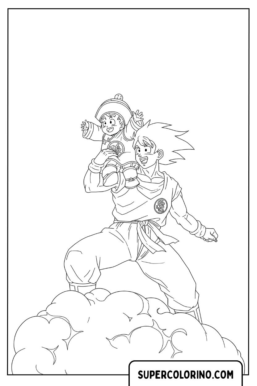 Goku und Gohan auf der Speedy Cloud Malvorlage