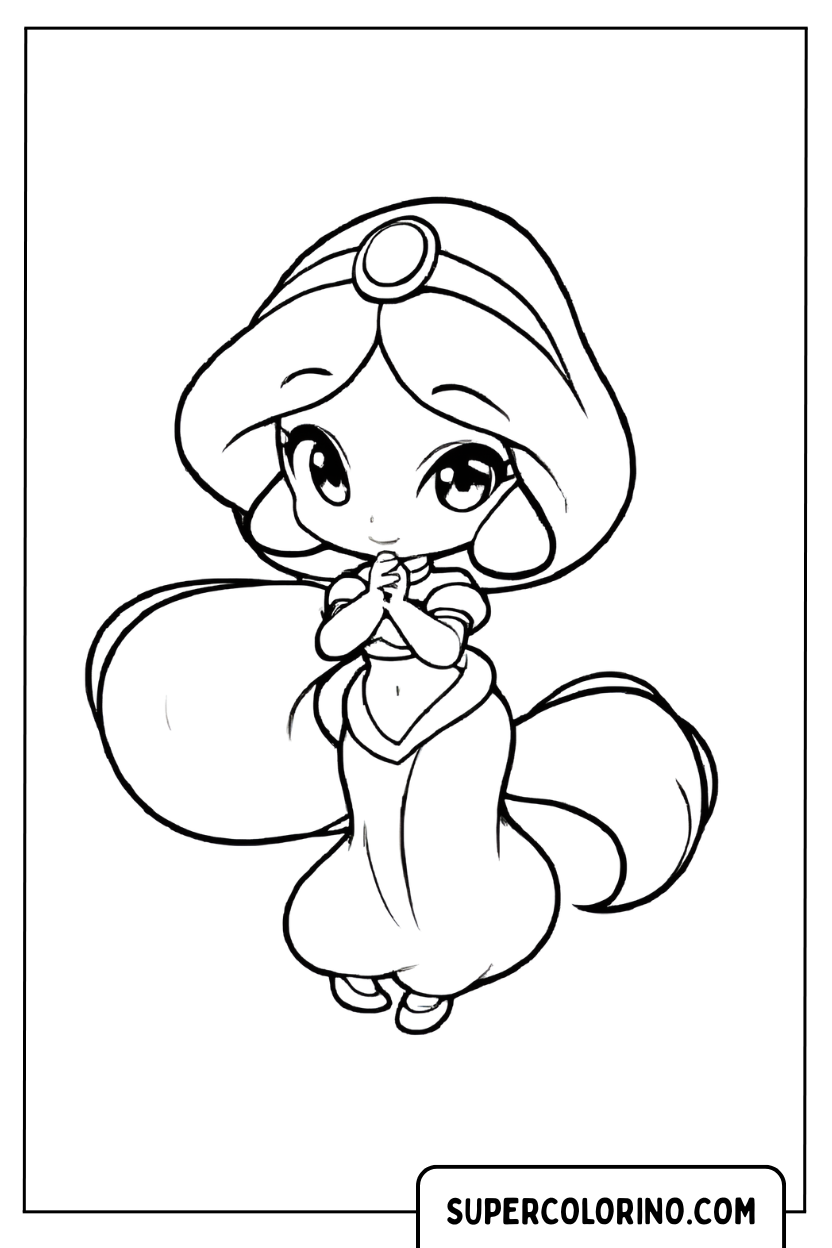 Malvorlage „Jasmin“ im Chibi-Stil