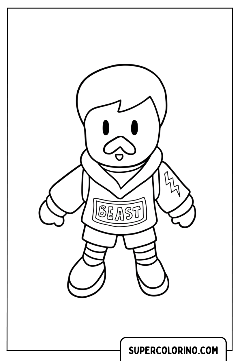 Malvorlage „Mr. Beast in Stumble Guys“.