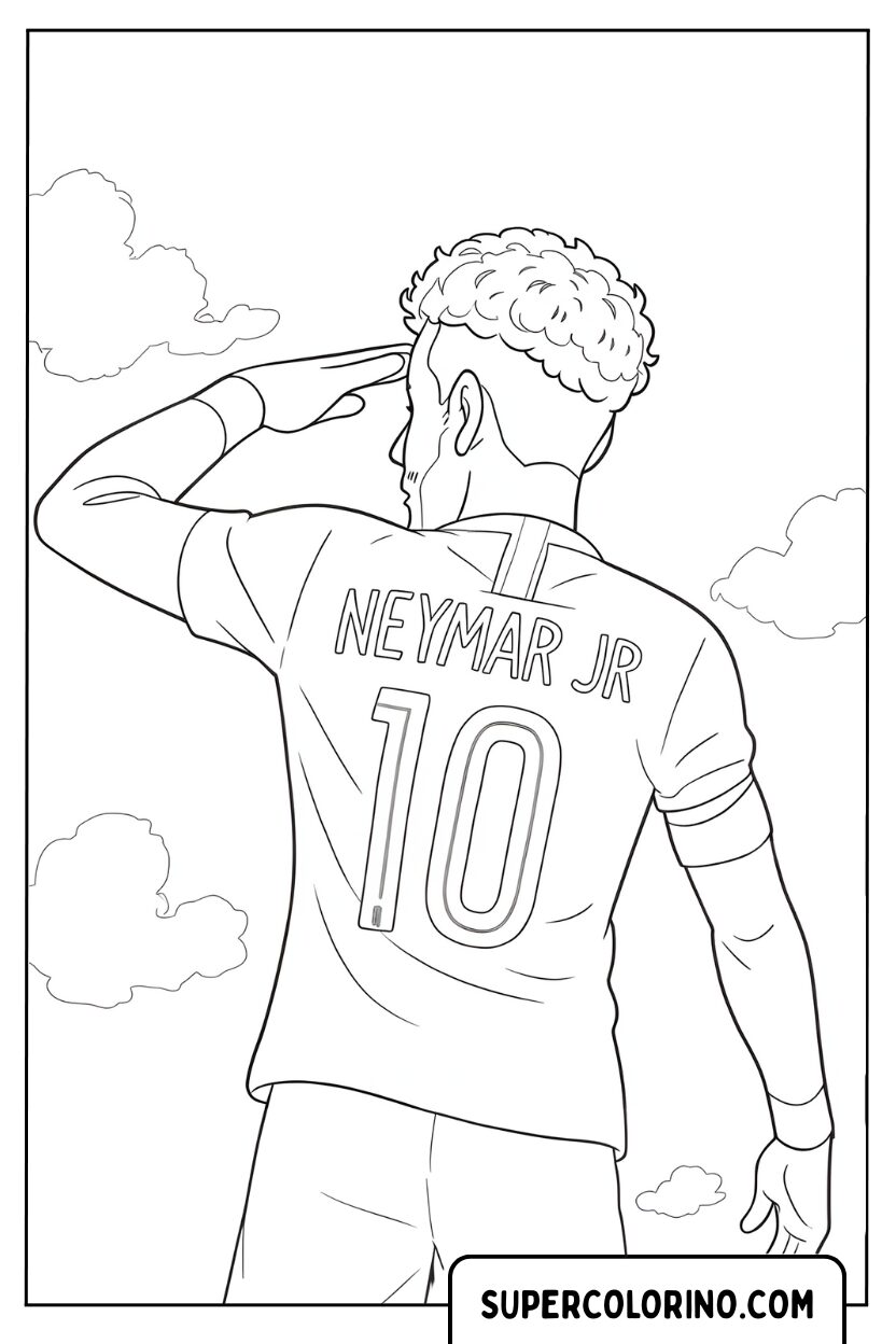 Coloriage Neymar Jr. saluant les fans