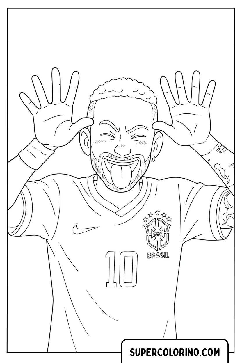 Dessin de Neymar avec sa célébration drôle typique