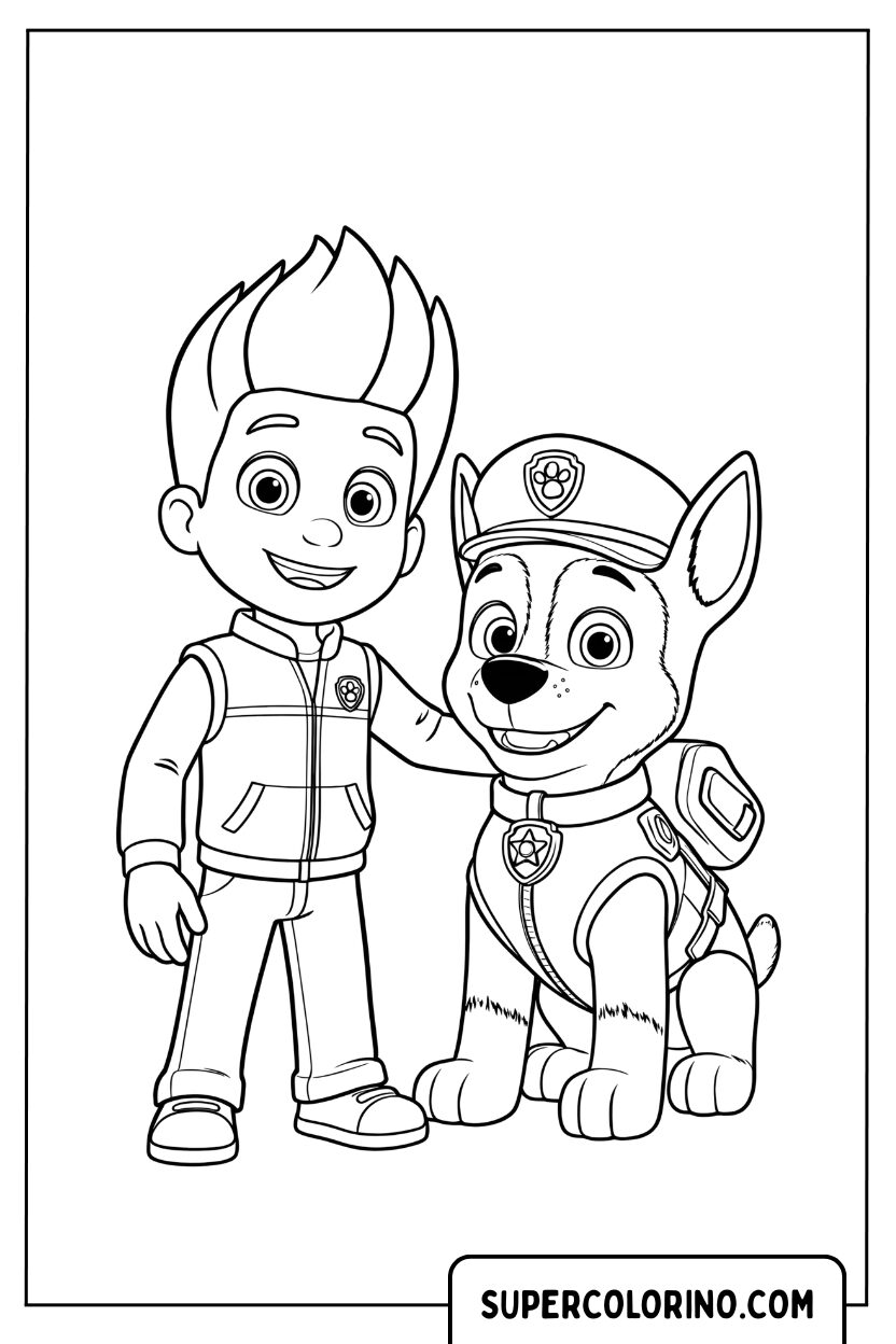 Coloriage Ryder et Chase ensemble pour Colorier