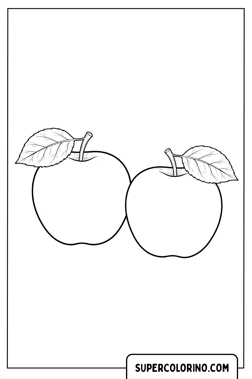 Disegno di due mele vicine da colorare