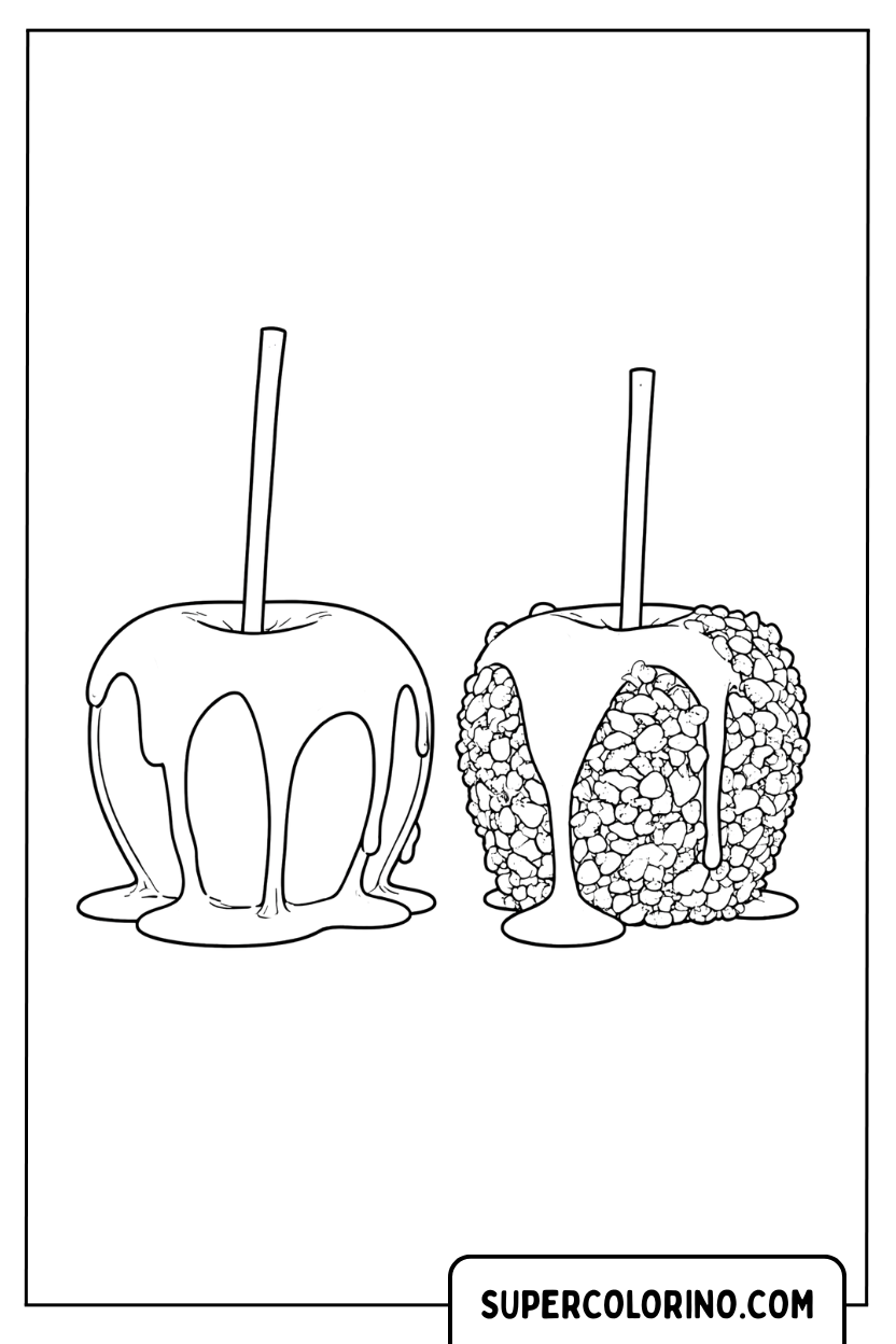 Disegno di mele stregate caramellate da colorare