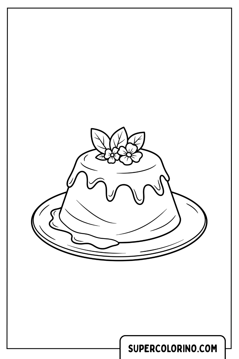 Kleurplaat van een pudding met bessen