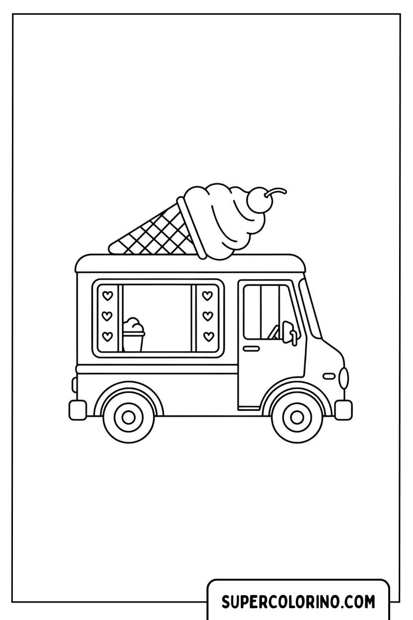 Disegno di un camion dei gelati classico da colorare