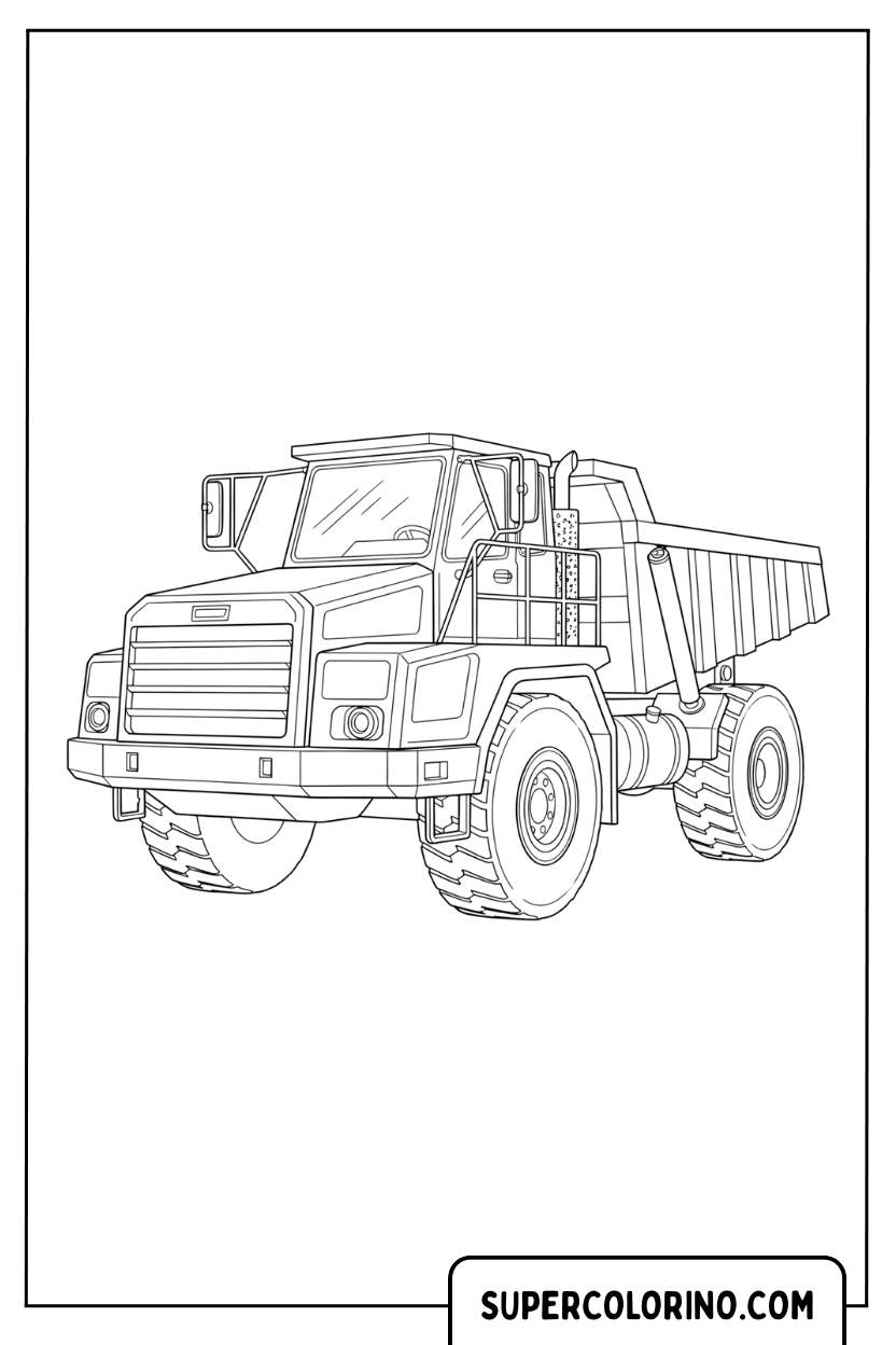 Disegno di un camion dumper da cantiere da colorare