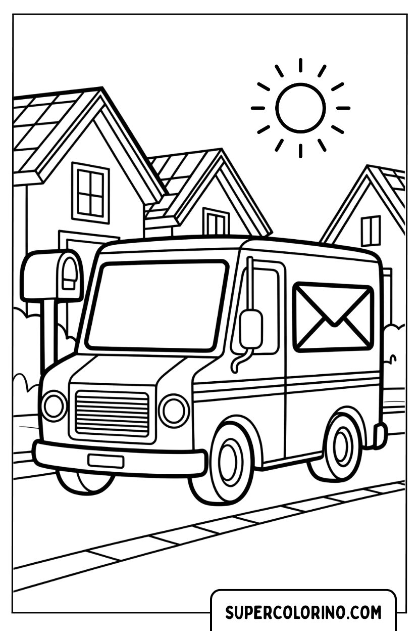 Disegno di un camion per consegne in città da colorare