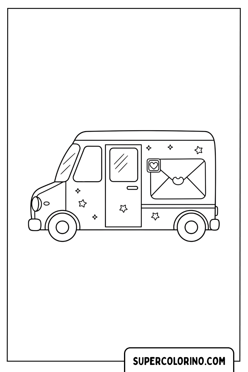 Disegno di un camion postale da colorare