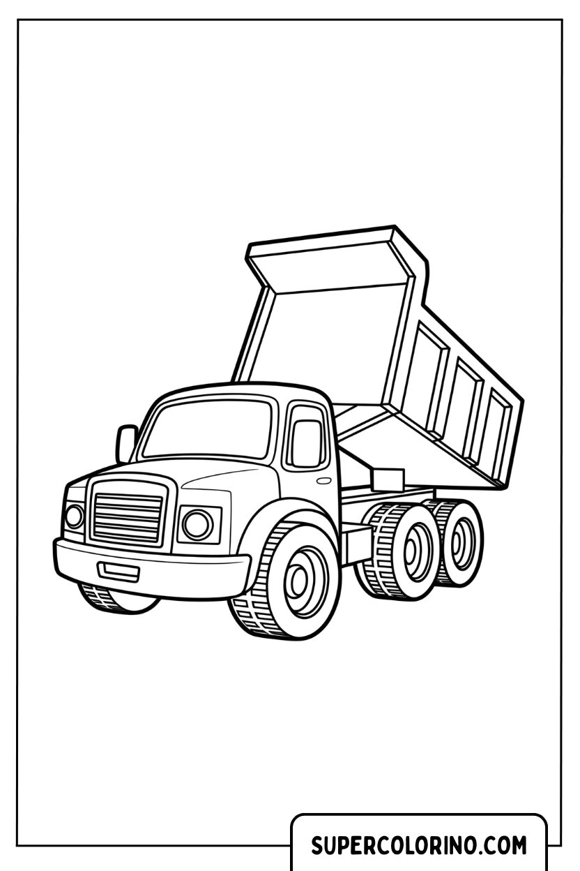 Disegno di un camion ribaltabile da colorare