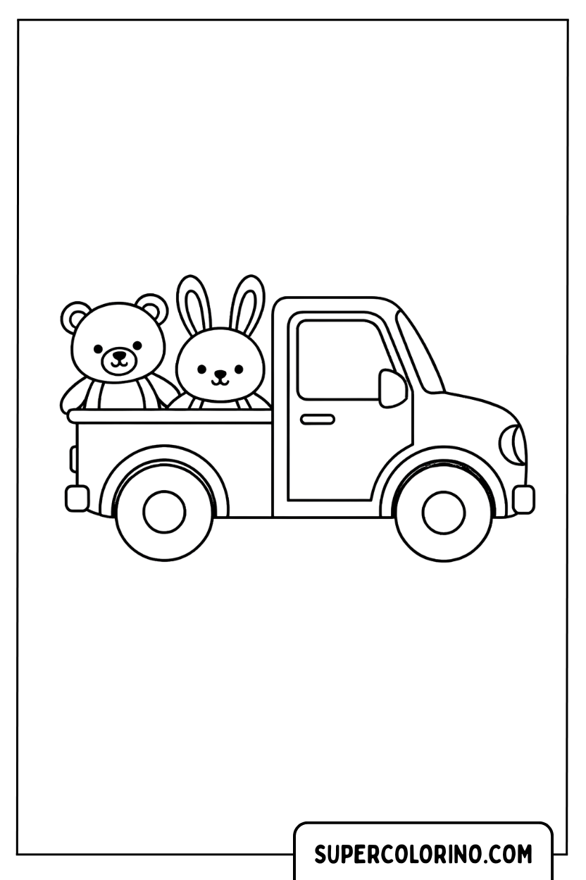 Disegno di un camioncino con animali da colorare