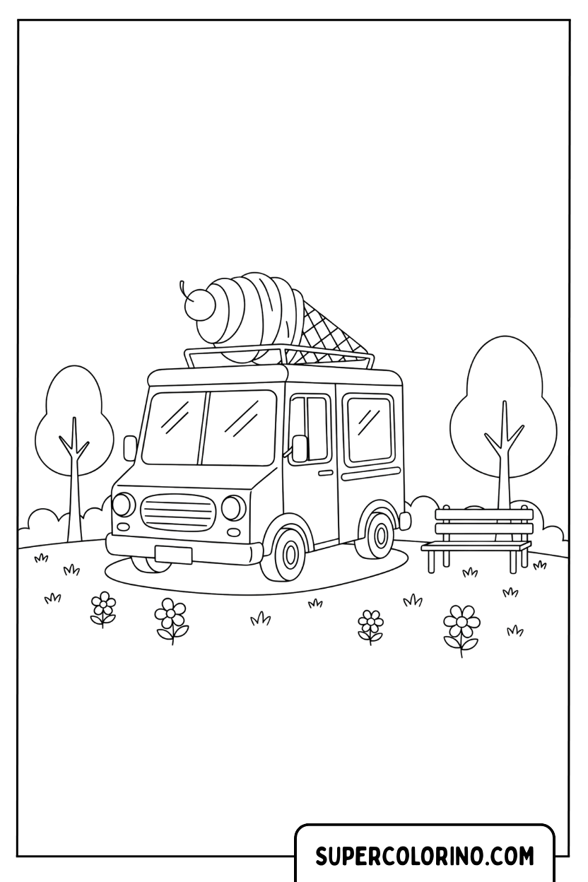 Disegno di un camioncino dei gelati da colorare
