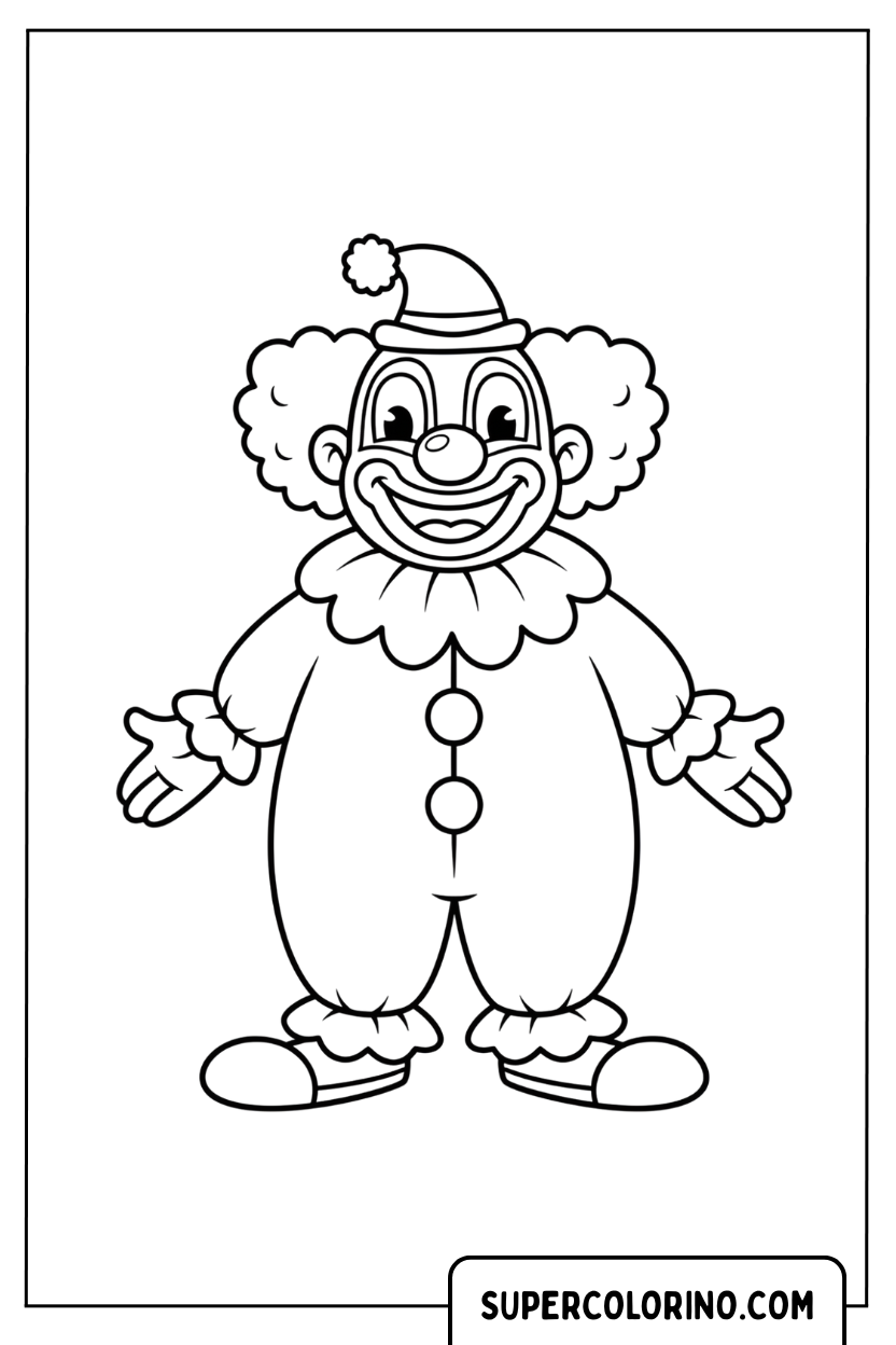 Malvorlage eines klassischen lächelnden Clowns