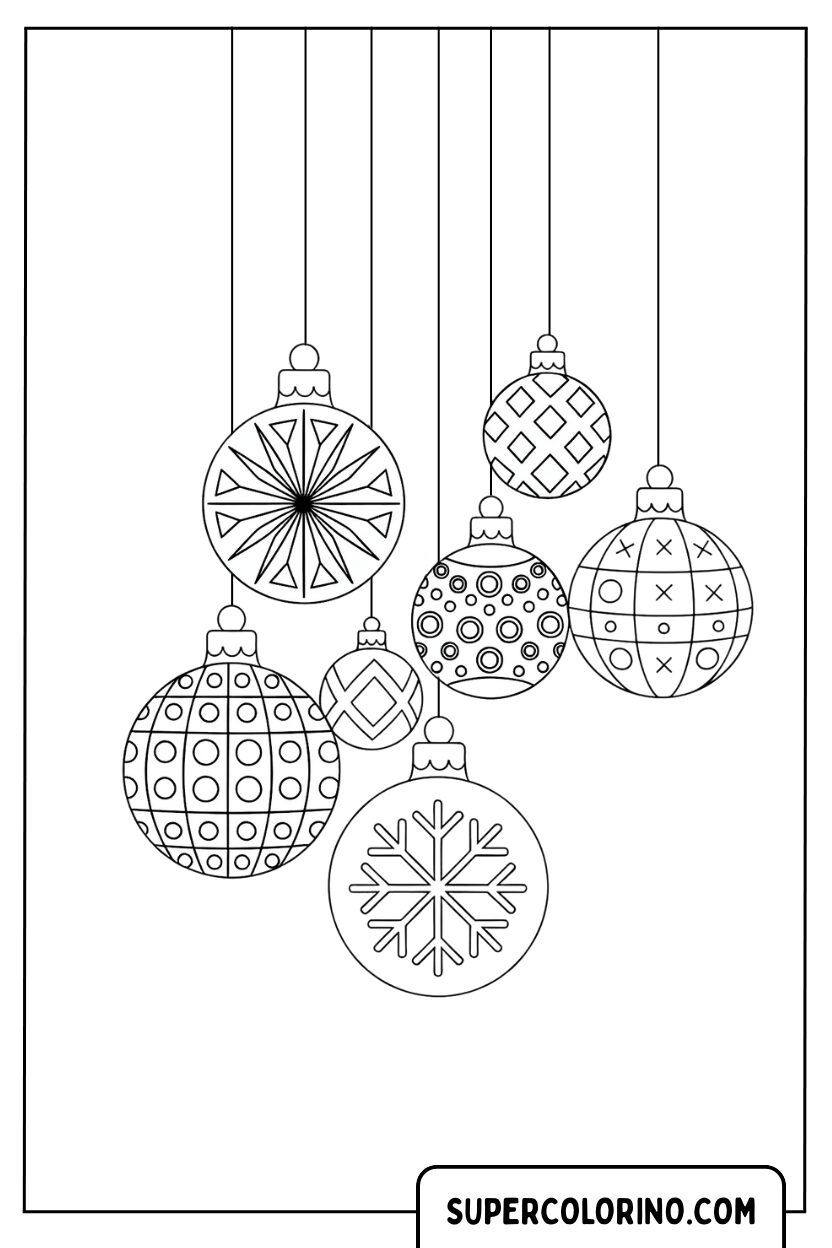 Coloriage d'un groupe de boules suspendues