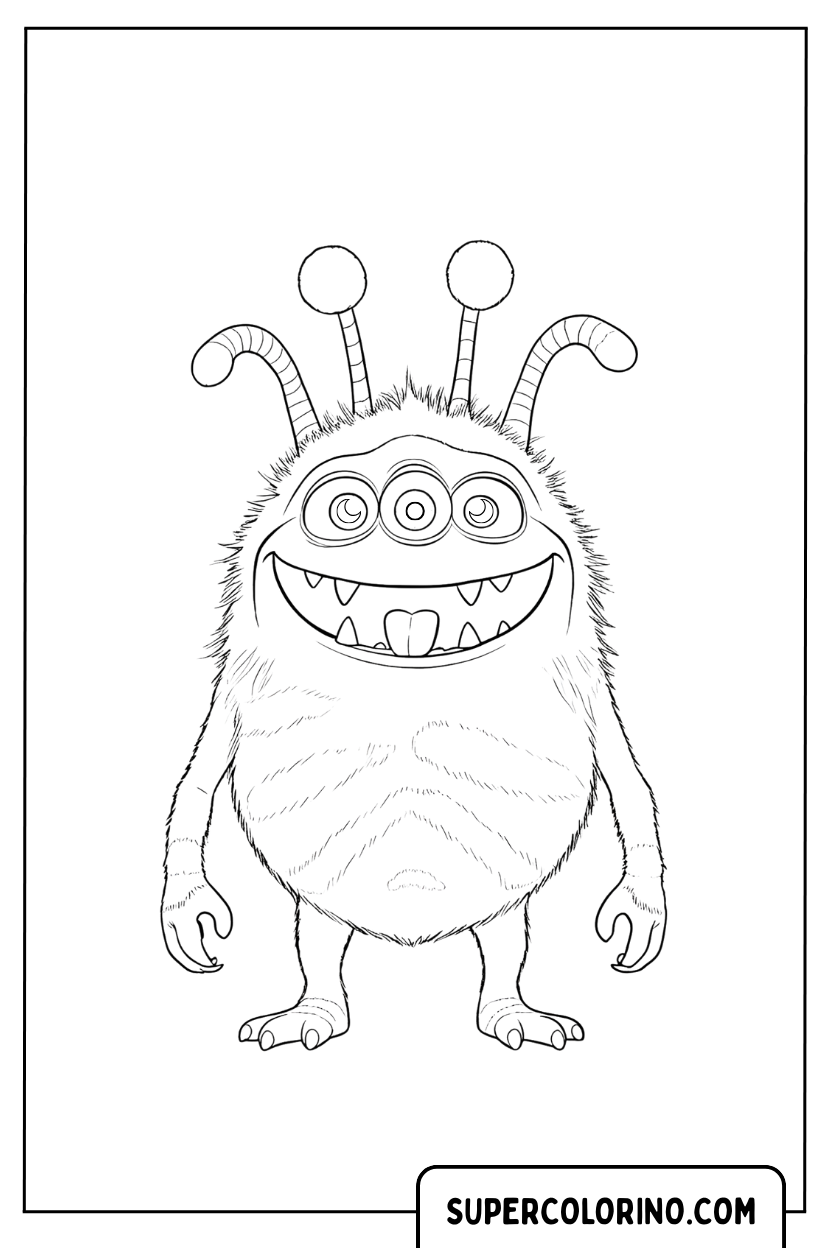 Zeichnung eines dreiäugigen außerirdischen Monsters