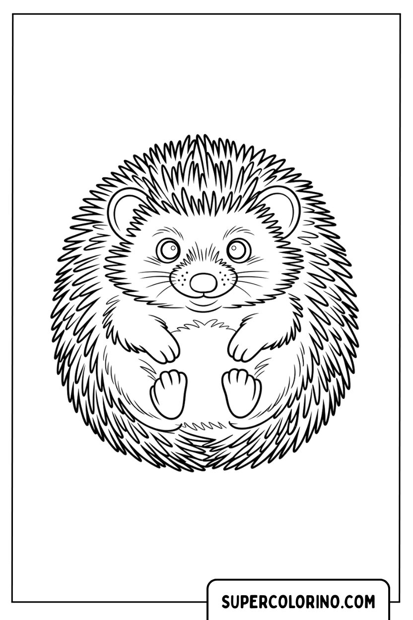 Coloriage d'un hérisson rond et mignon