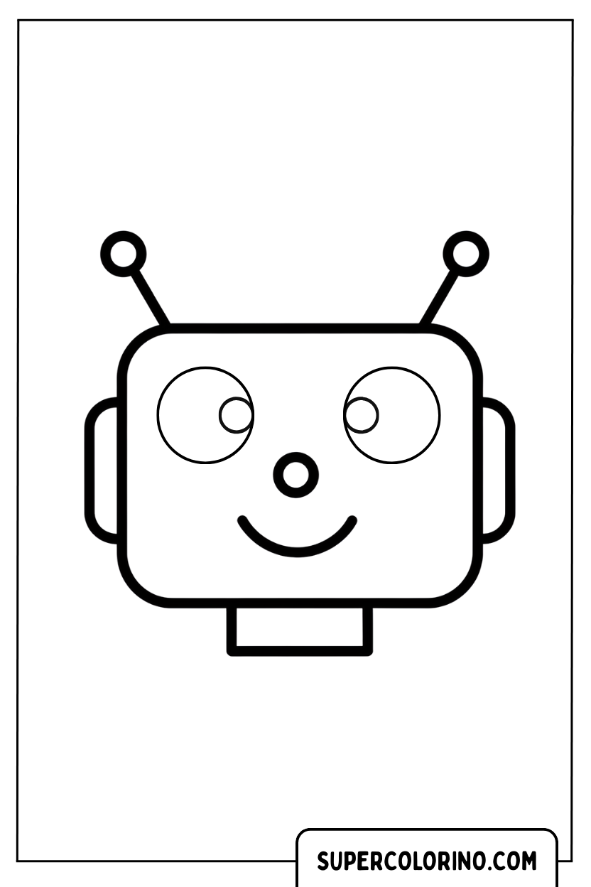 Malvorlage eines lächelnden Roboters