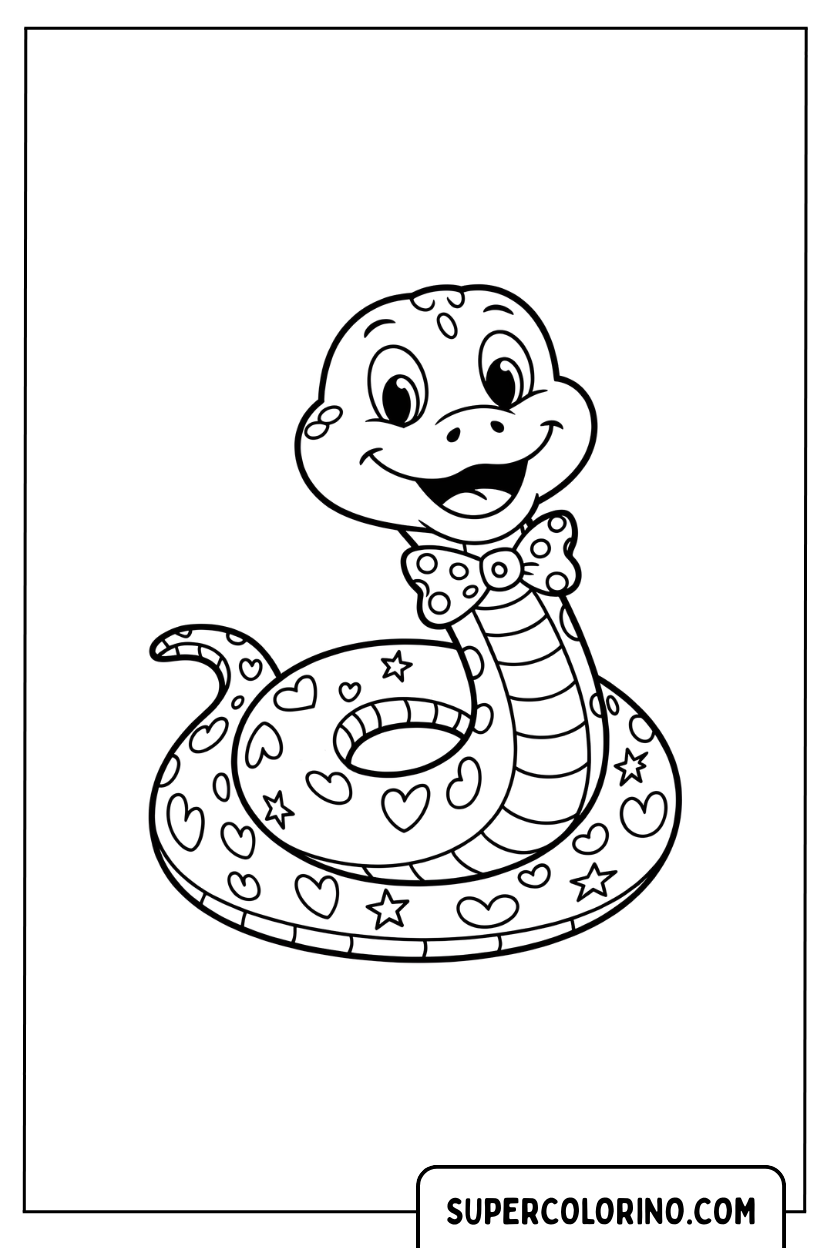 Disegno di un serpente con papillon da colorare