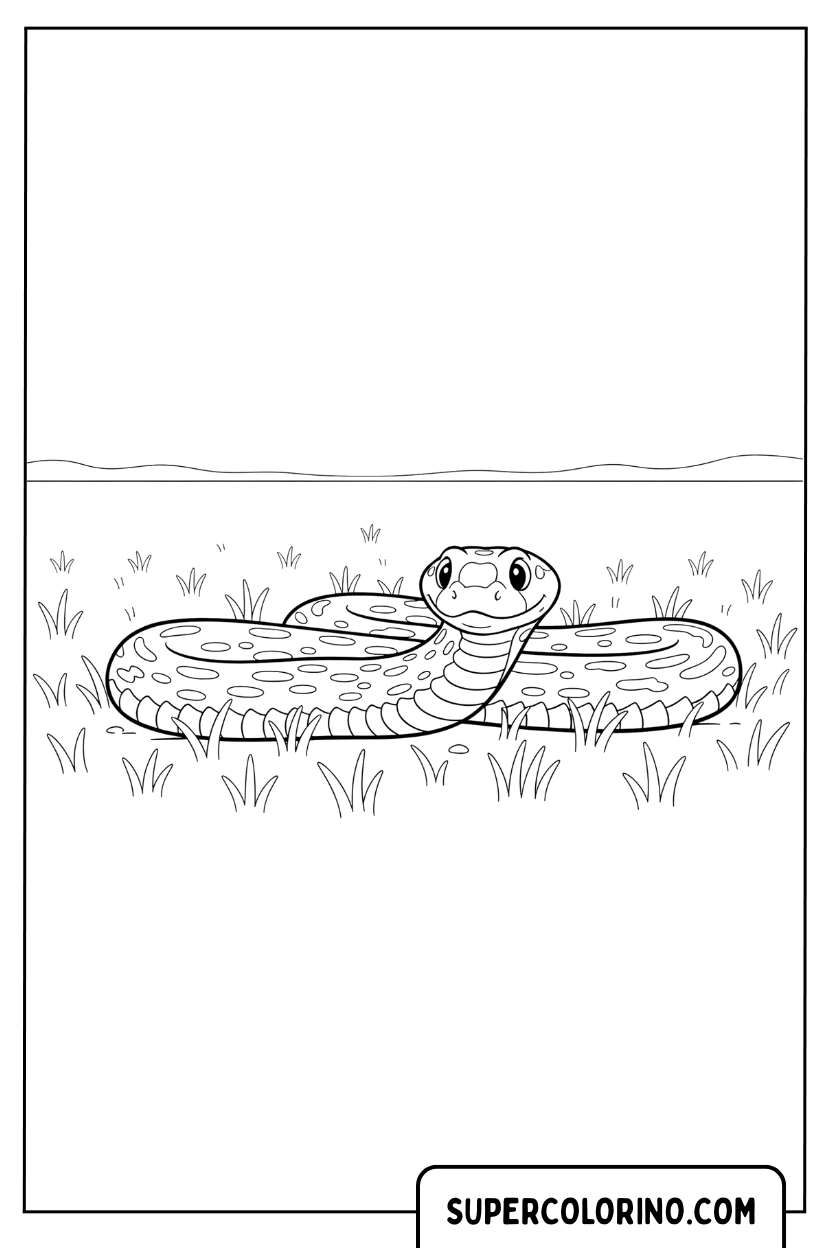 Disegno di un serpente disteso nel prato da colorare