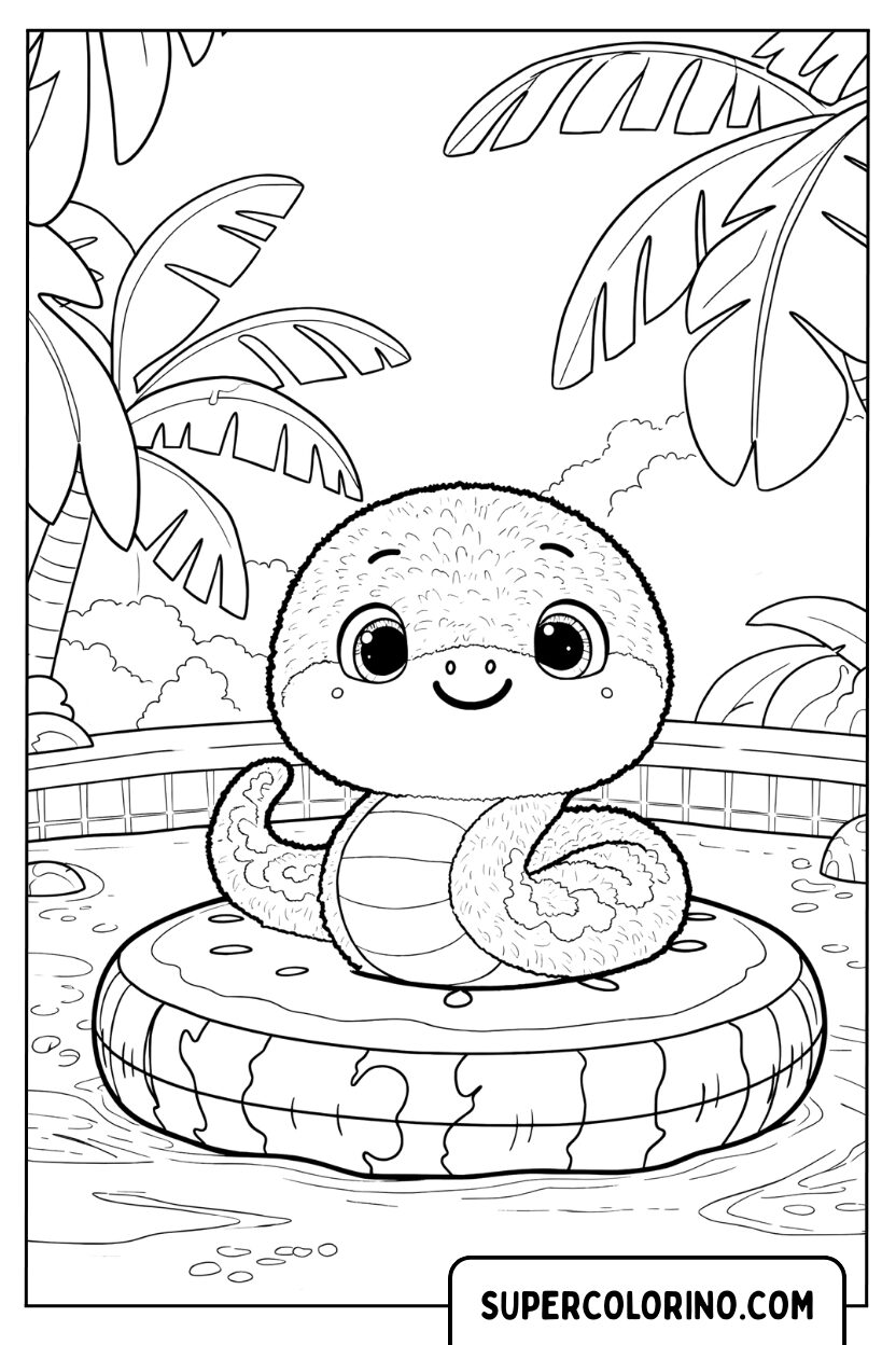 Disegno di un serpente sulla ciambella gonfiabile da colorare