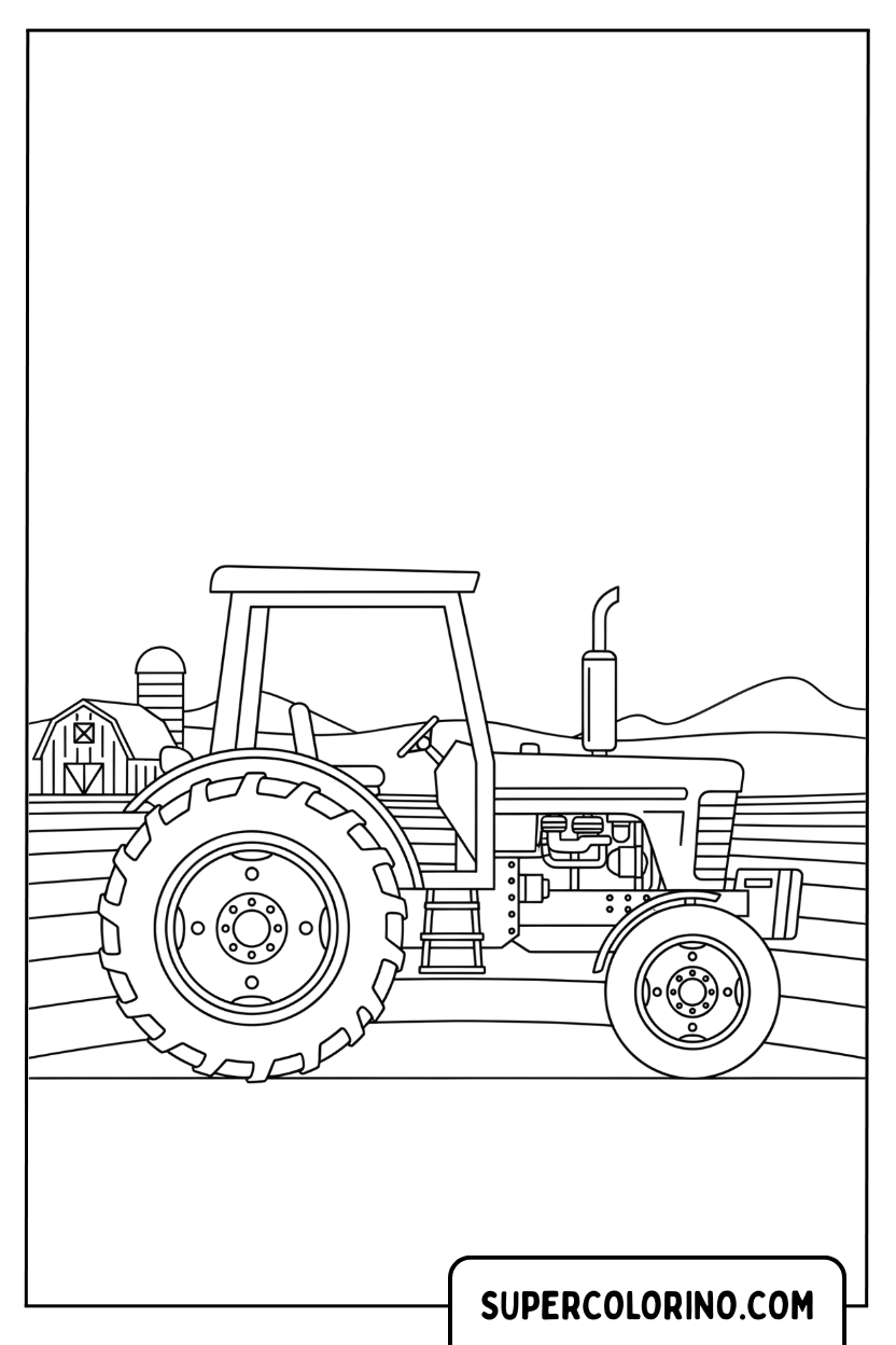 Vereinfachte Malvorlage eines Oldtimer-Traktors