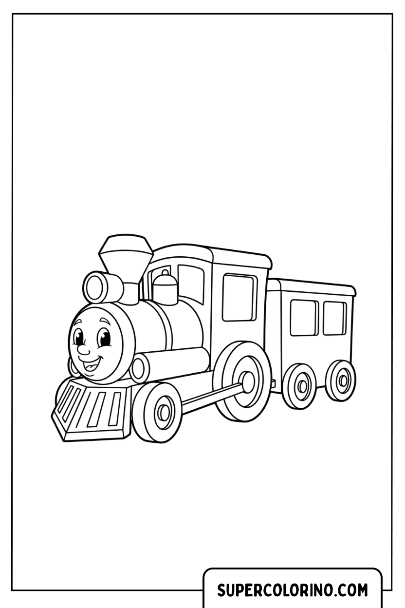 Coloriage d'un train souriant pour les enfants