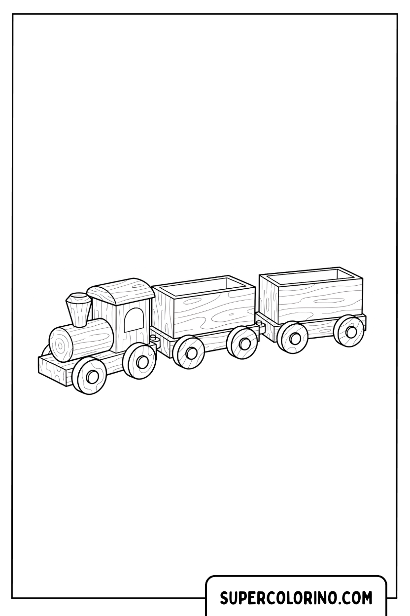 Coloriage d'un train stylisé avec des wagons rectangulaires