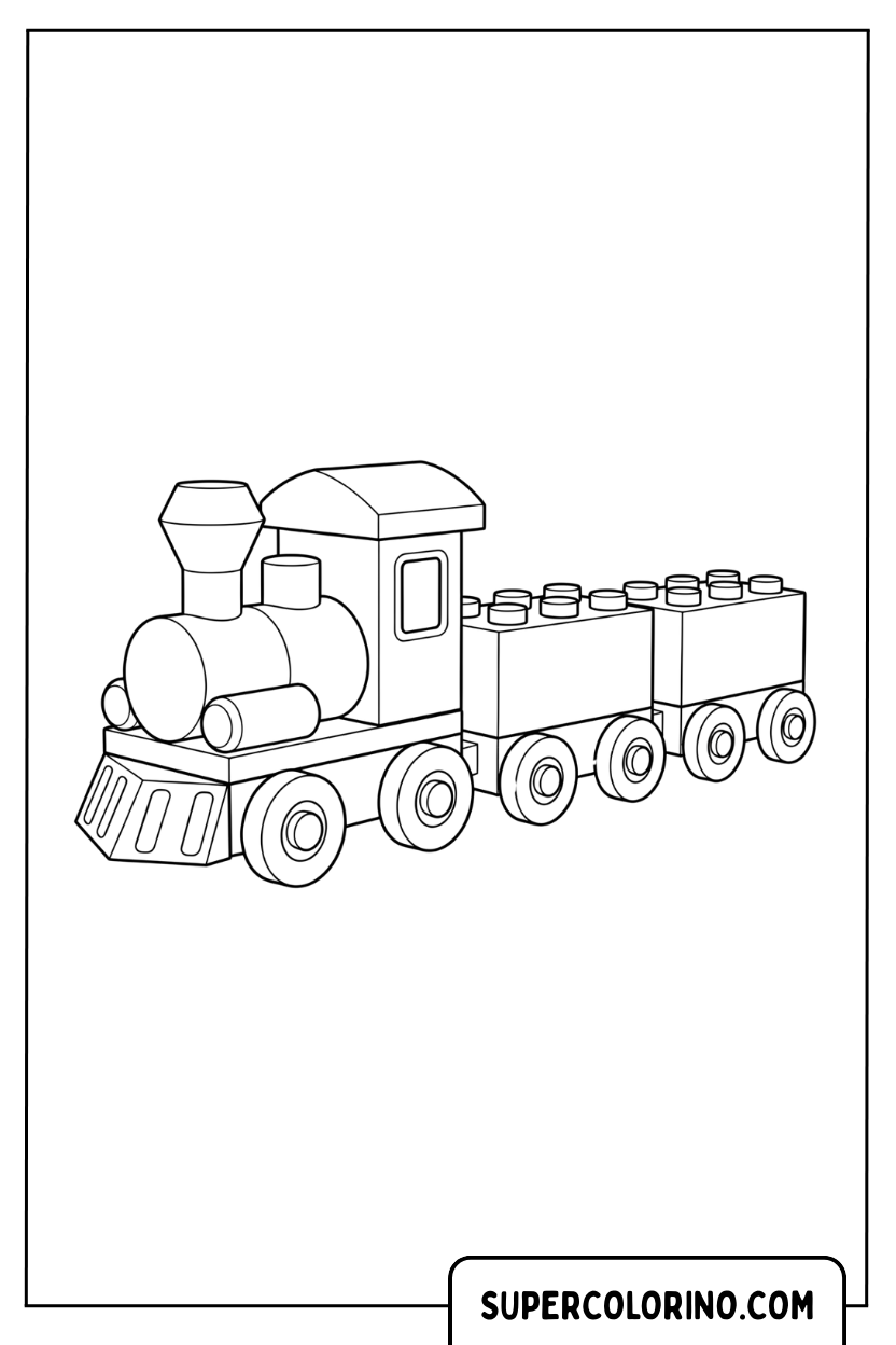 Dessin d'un train composé de blocs à colorier