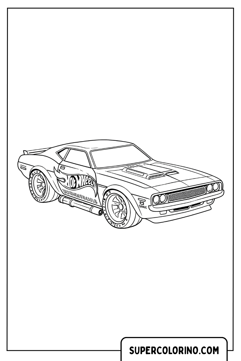 Malvorlage für den klassischen Dodge Challenger von Hot Wheels