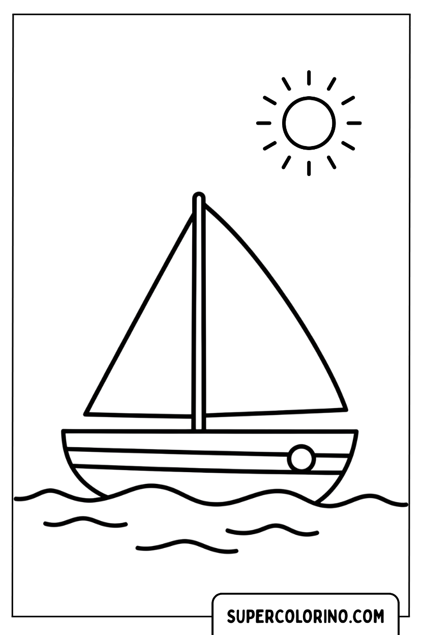 Disegno di una barca a vela stilizzata da colorare