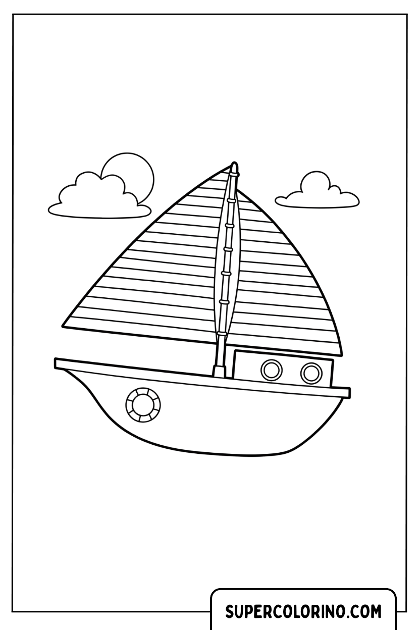 Disegno di una barca con oblò da colorare