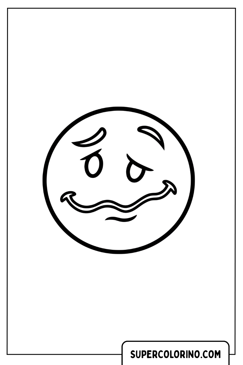 Malvorlage eines benommenen und verwirrten Smileys