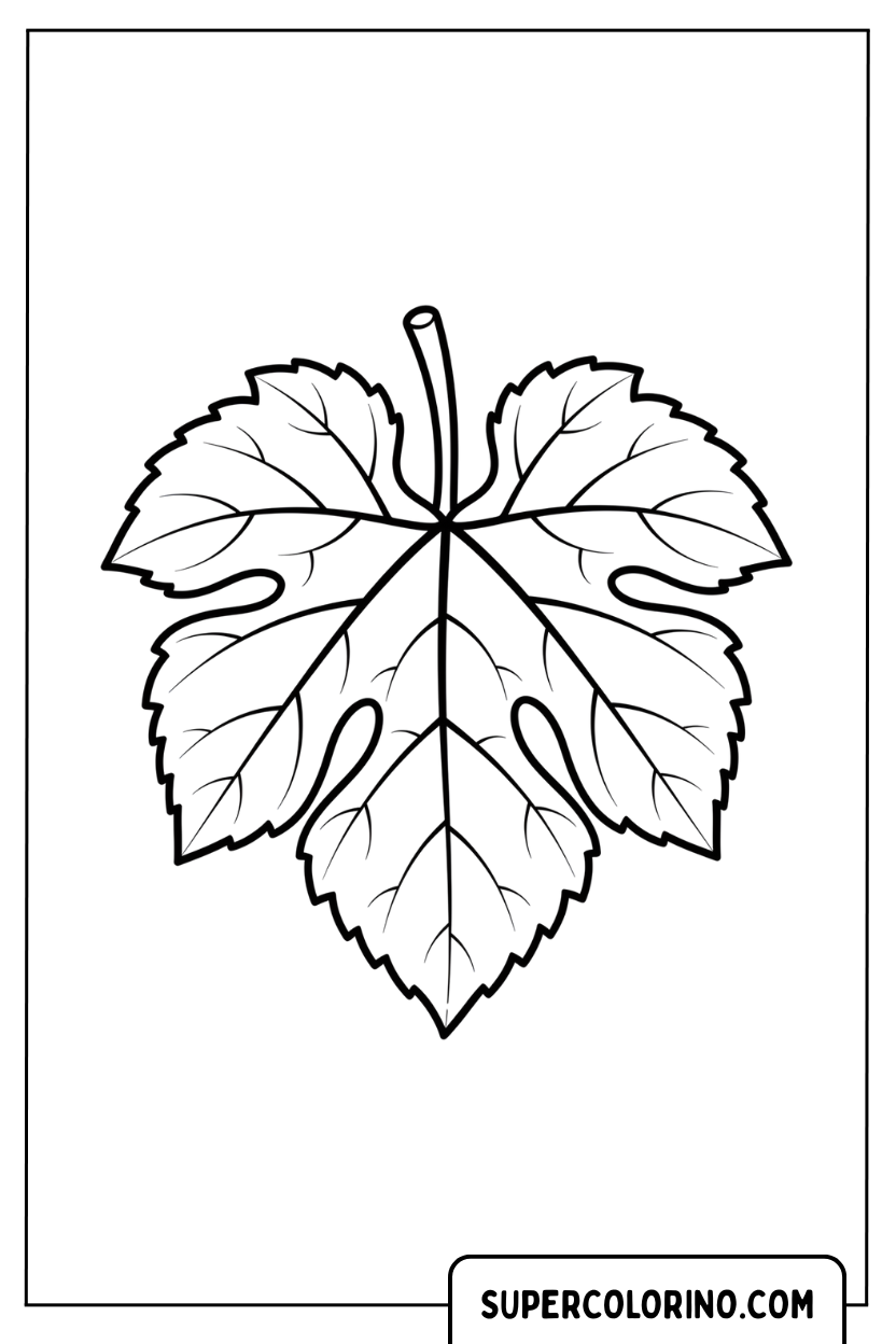 Detaillierte Weinblatt-Ausmalseite