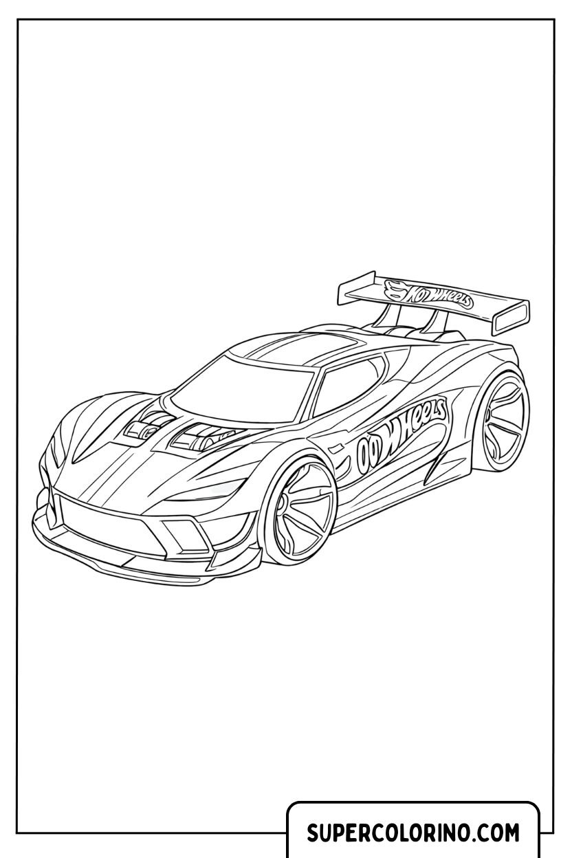 Disegno di una hypercar estrema Hot Wheels da colorare