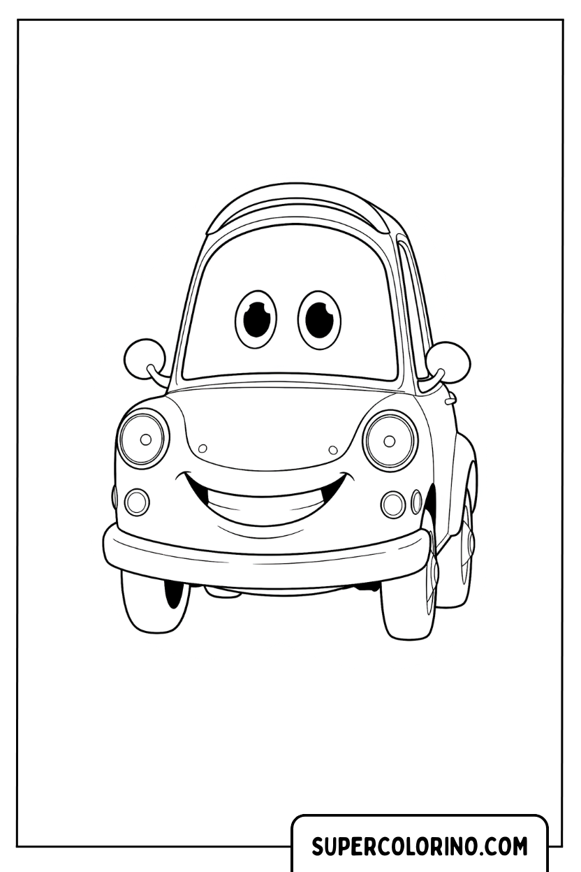 Malvorlage eines Spielzeugautos von vorne gesehen