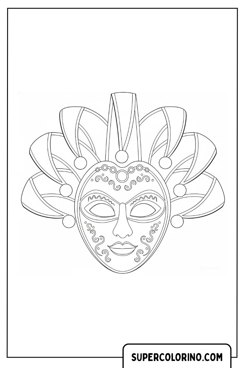 Malvorlage einer Maske mit einem Federstrahl