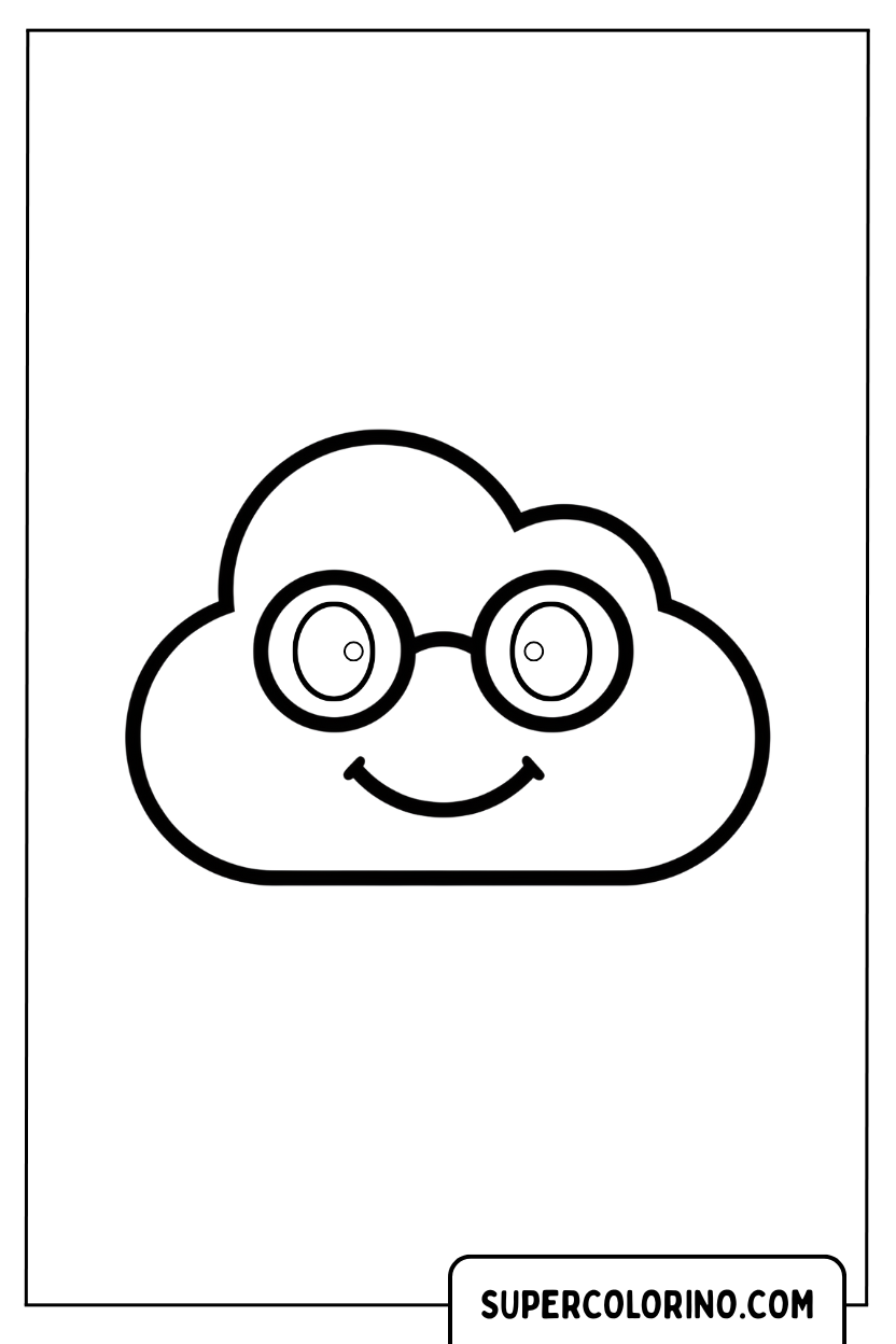 Malvorlage einer Wolke mit Brille