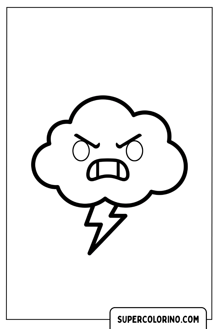 Ausmalbild: Wütende Gewitterwolke