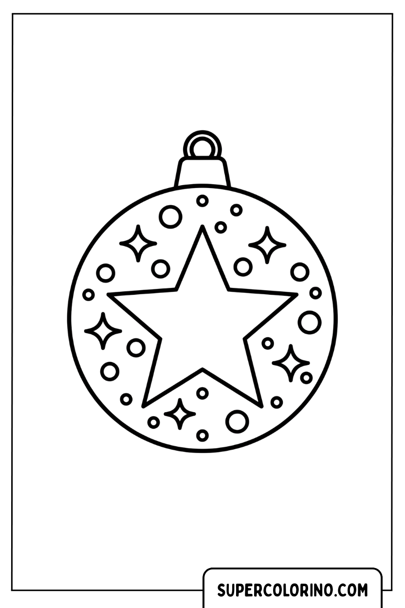 Coloriage d'une boule de Noël avec une étoile centrale