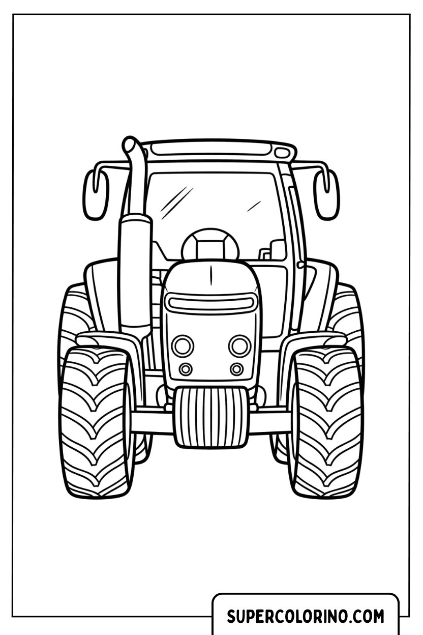 Malvorlage vorne eines leistungsstarken Traktors