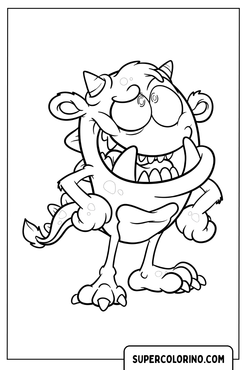 Lustiges Monster mit hervorstehenden Zähnen zum Ausmalen