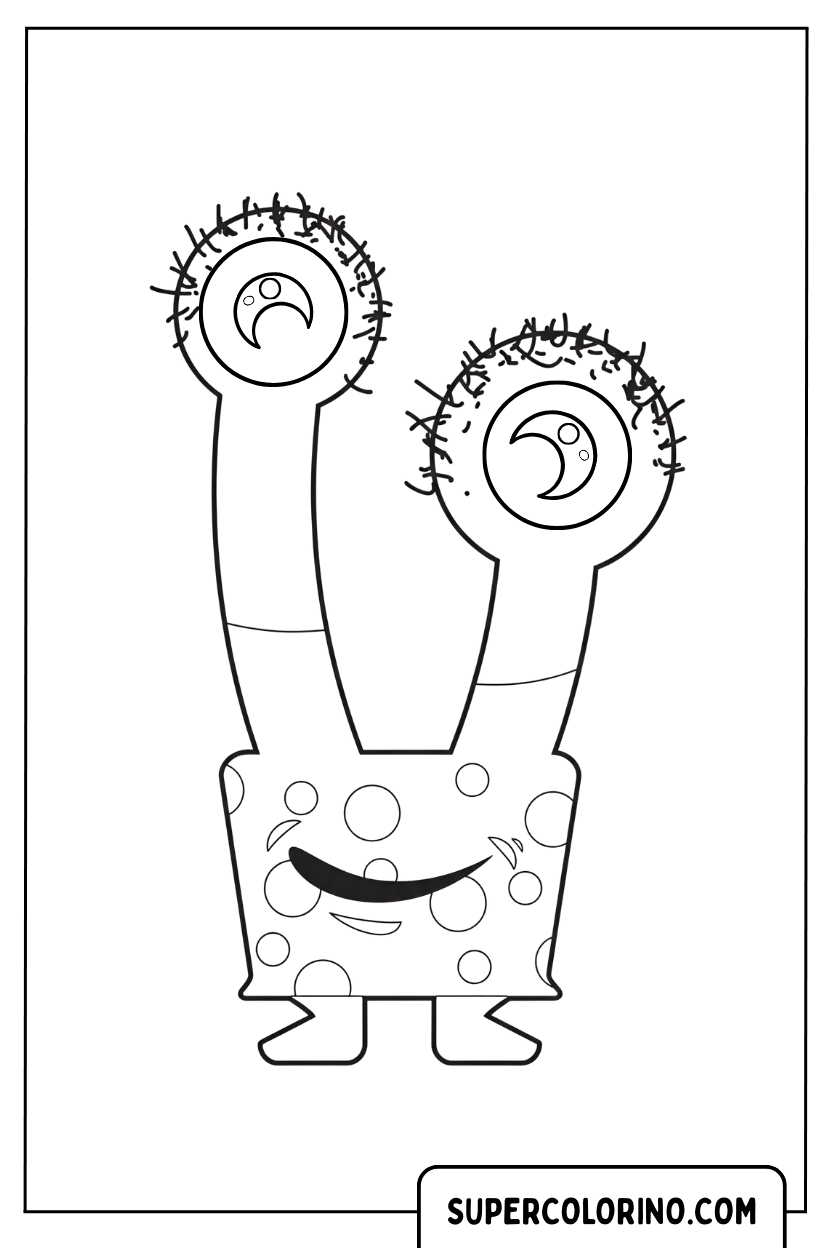 Extravagantes Monster mit großen Augen zum Ausmalen