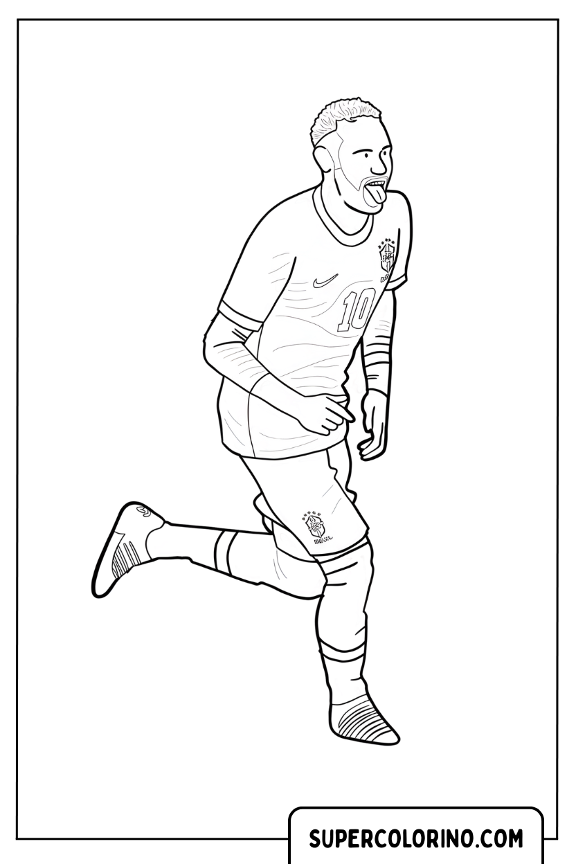 Coloriage Neymar Jr. célébrant un but en courant